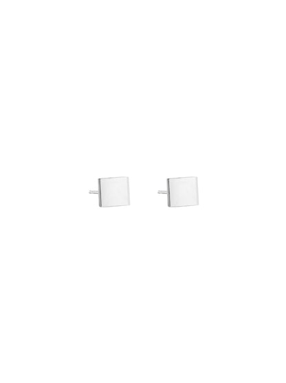 Square silver steel earrings