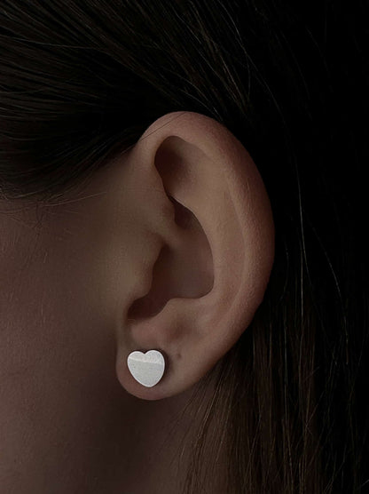 Heart silver steel earrings