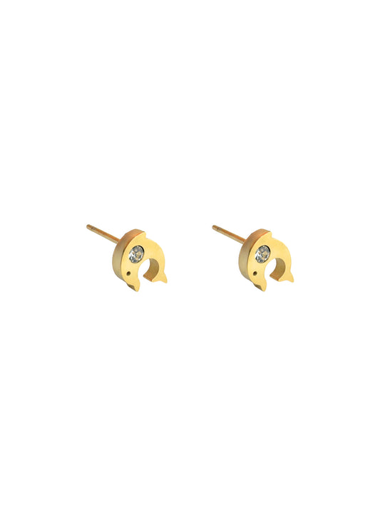 Dolphin gold steel earrings