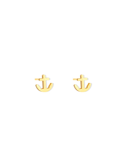 Anchor gold steel earrings