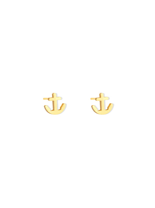 Anchor gold steel earrings