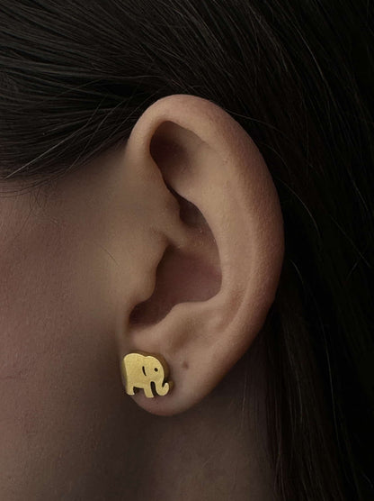 Elephant Gold Steel Earrings