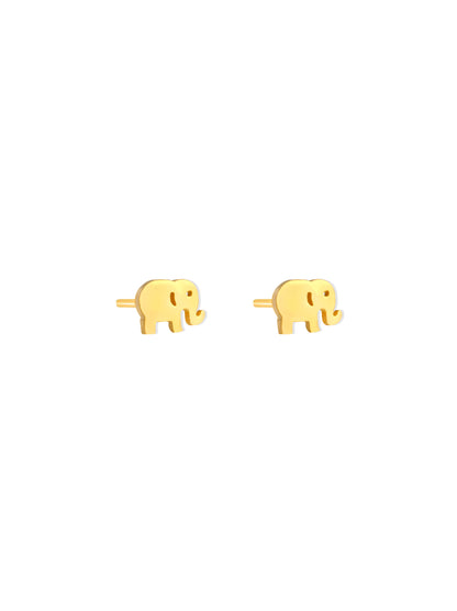 Elephant Gold Steel Earrings