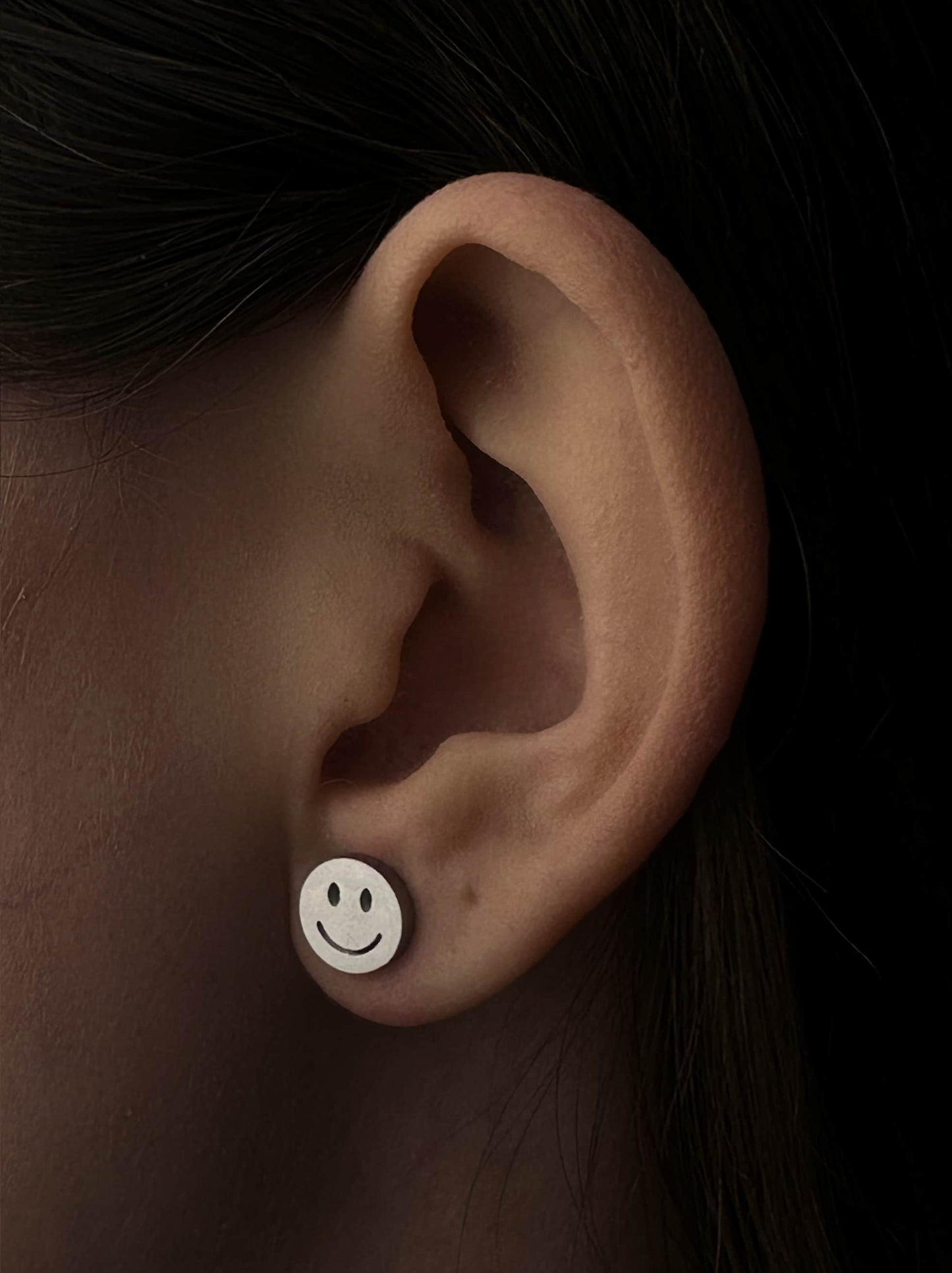 smile silver steel earrings