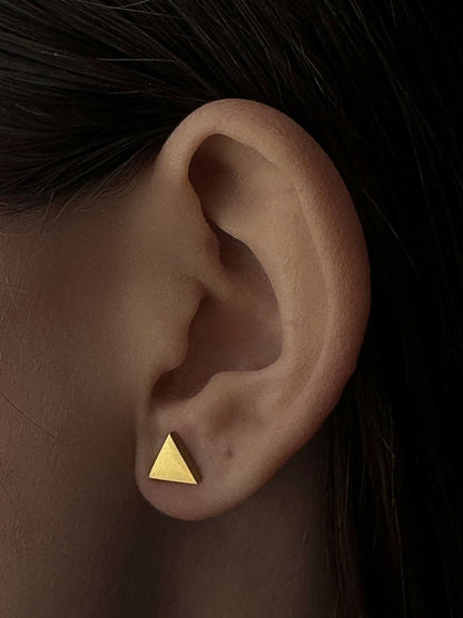 Boucles d'oreilles triangle acier doré