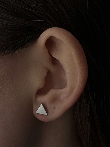 Triangle silver steel earrings