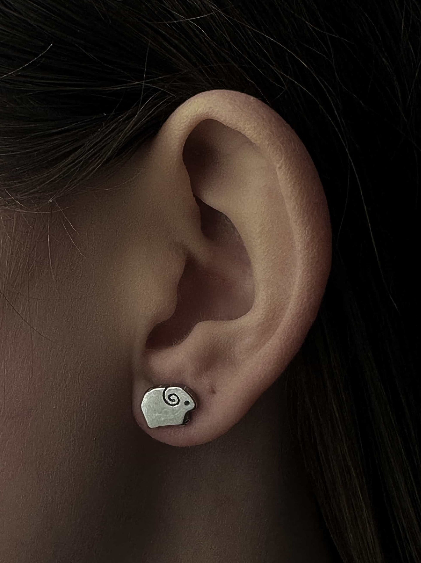 Silver steel link earrings