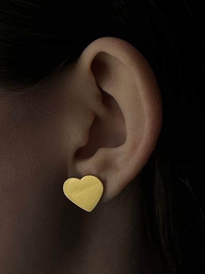 Heart gold steel earrings