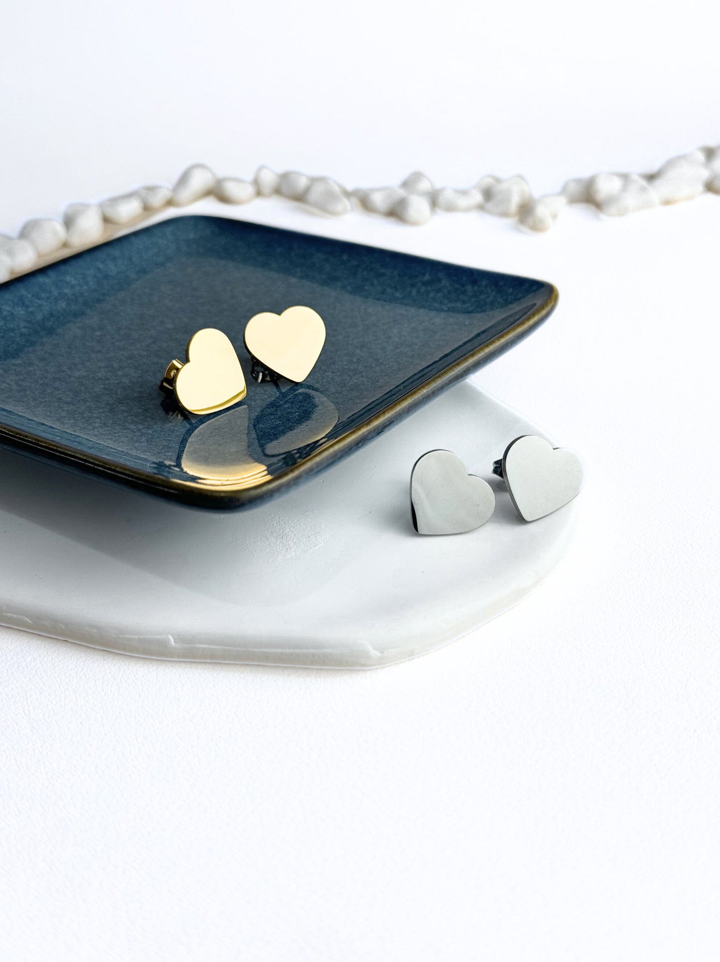 Heart gold steel earrings