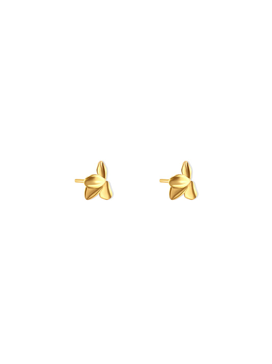 Flower gold steel earrings