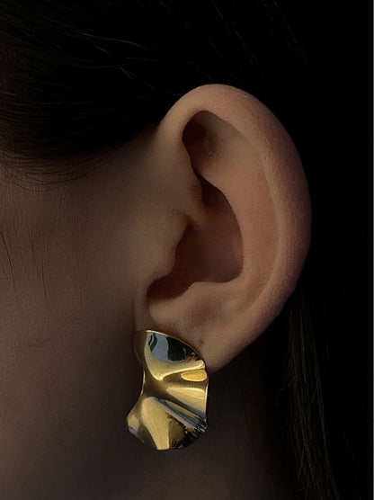 Irregular Golden Steel Earrings