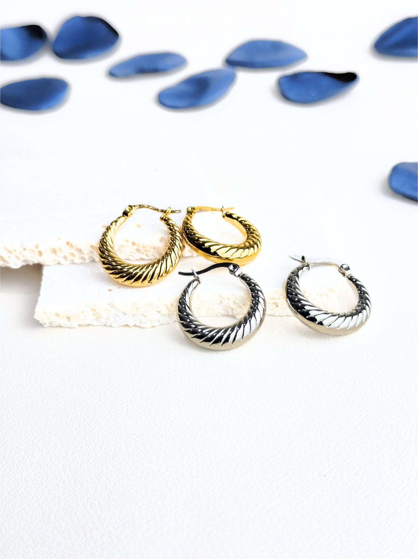 Silver steel hoops