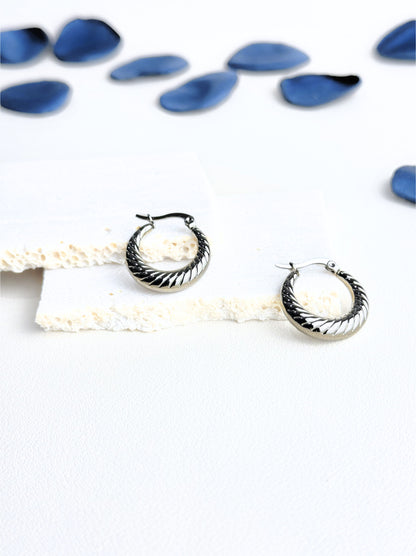 Silver steel hoops