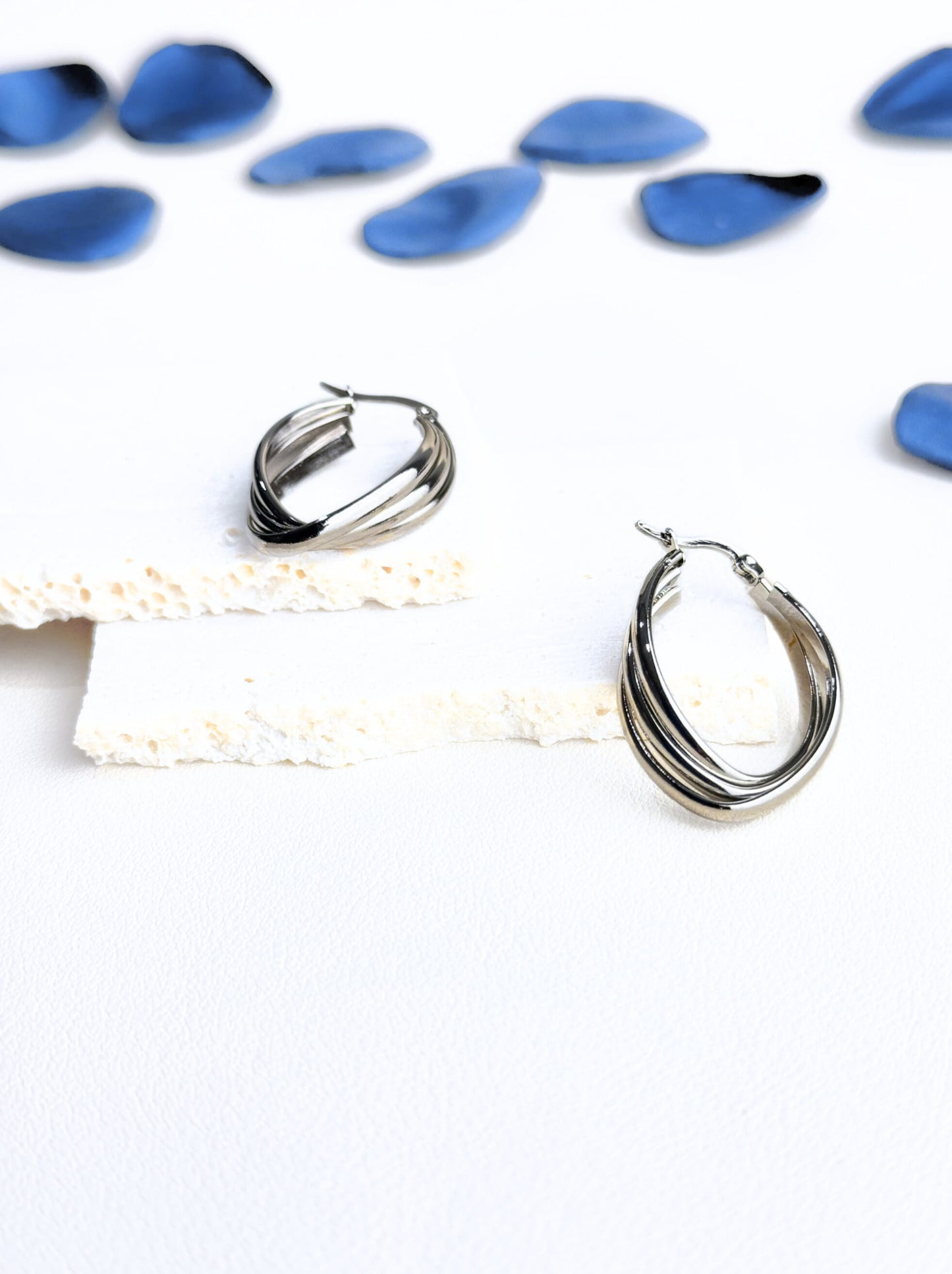 Silver steel hoops