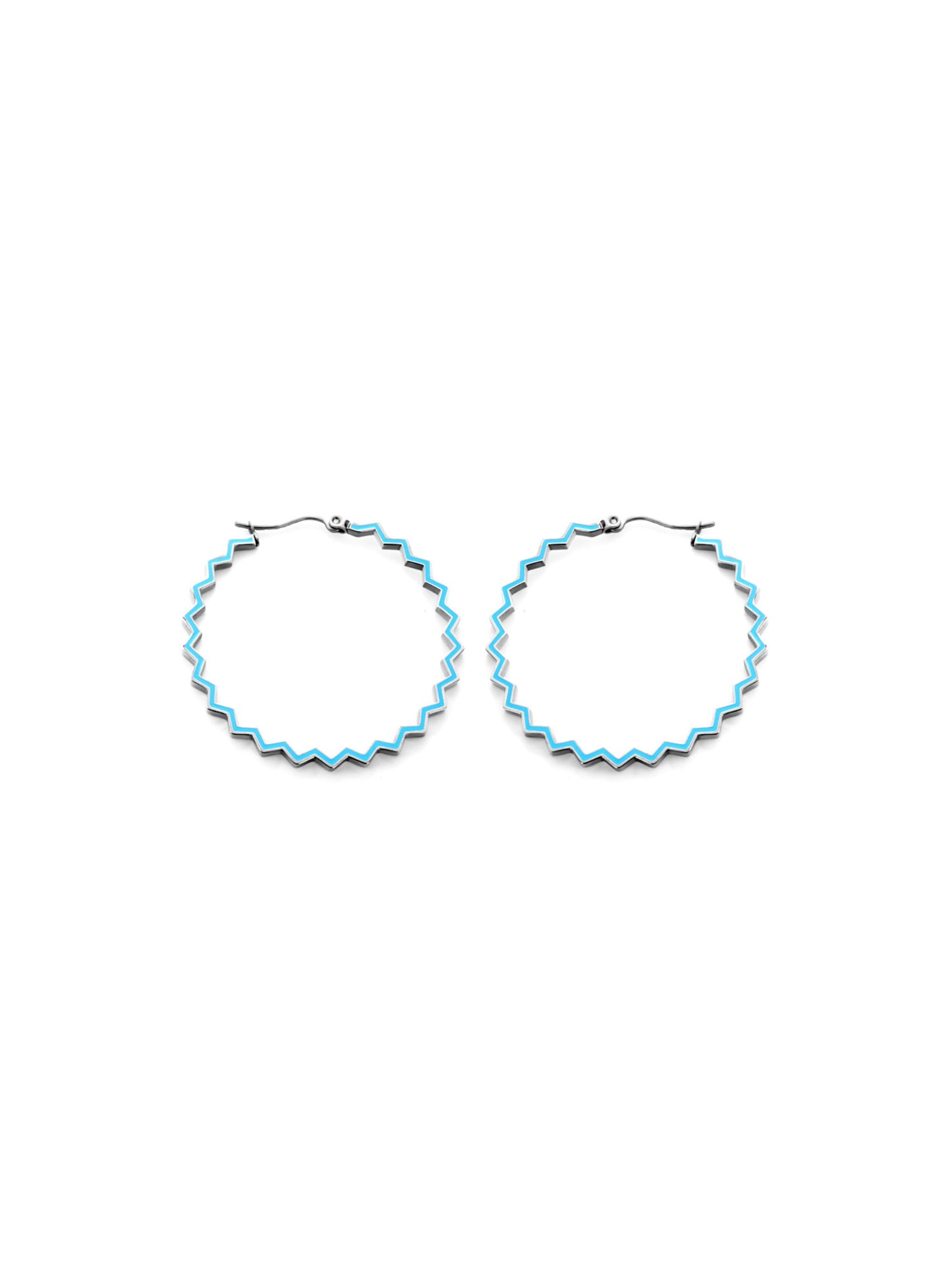 Blue silver steel hoops