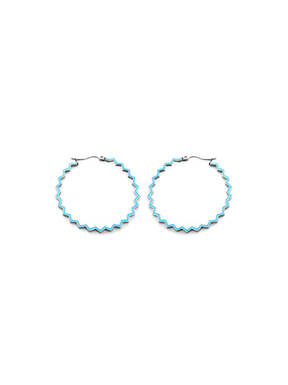 Blue silver steel hoops