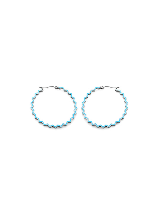 Blue silver steel hoops