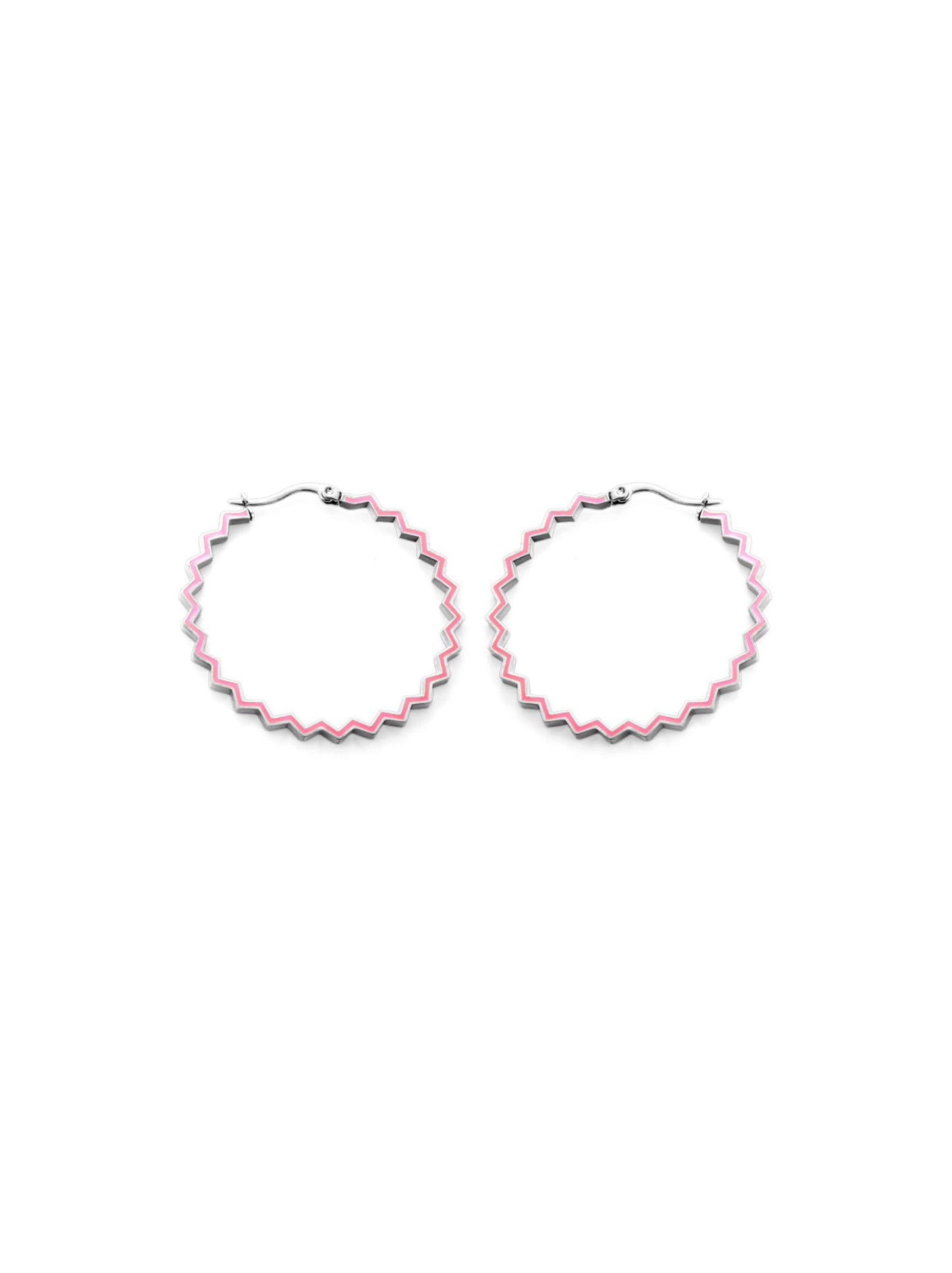 Pink silver steel hoops