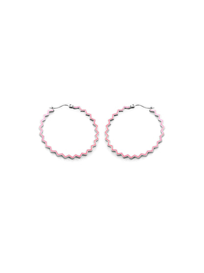 Pink silver steel hoops