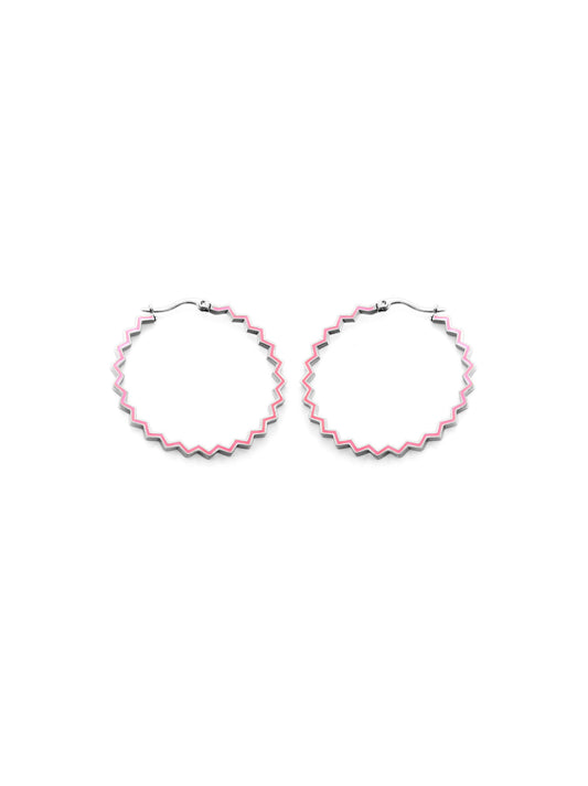 Pink silver steel hoops