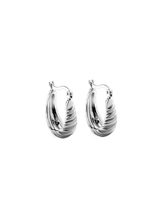 Twisted silver steel hoops