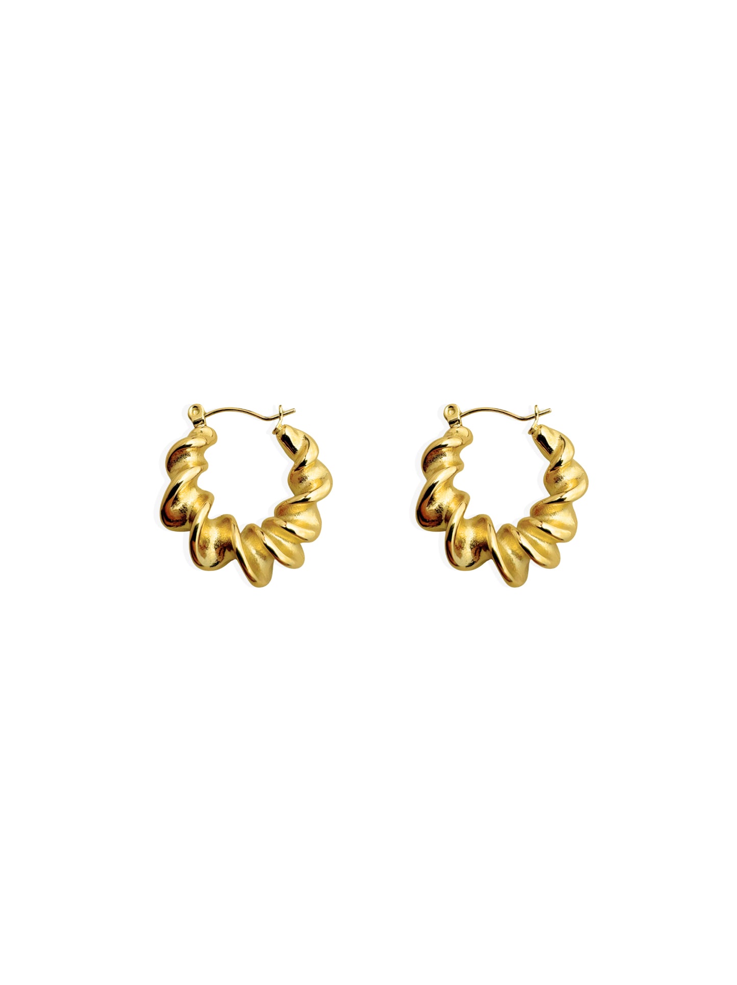 Twisted golden steel hoops