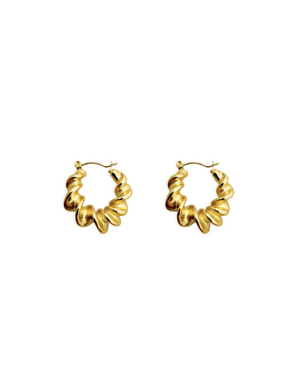 Twisted golden steel hoops