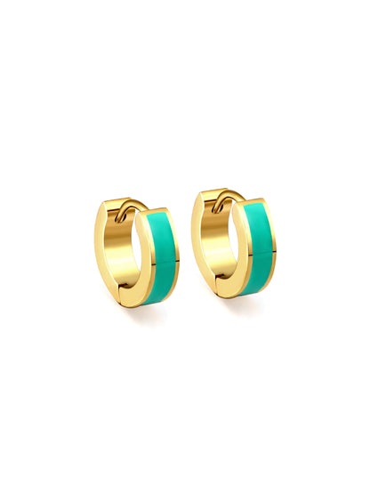 Green enameled gold steel rings