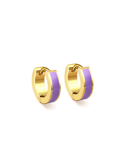 Purple enamel gold steel rings