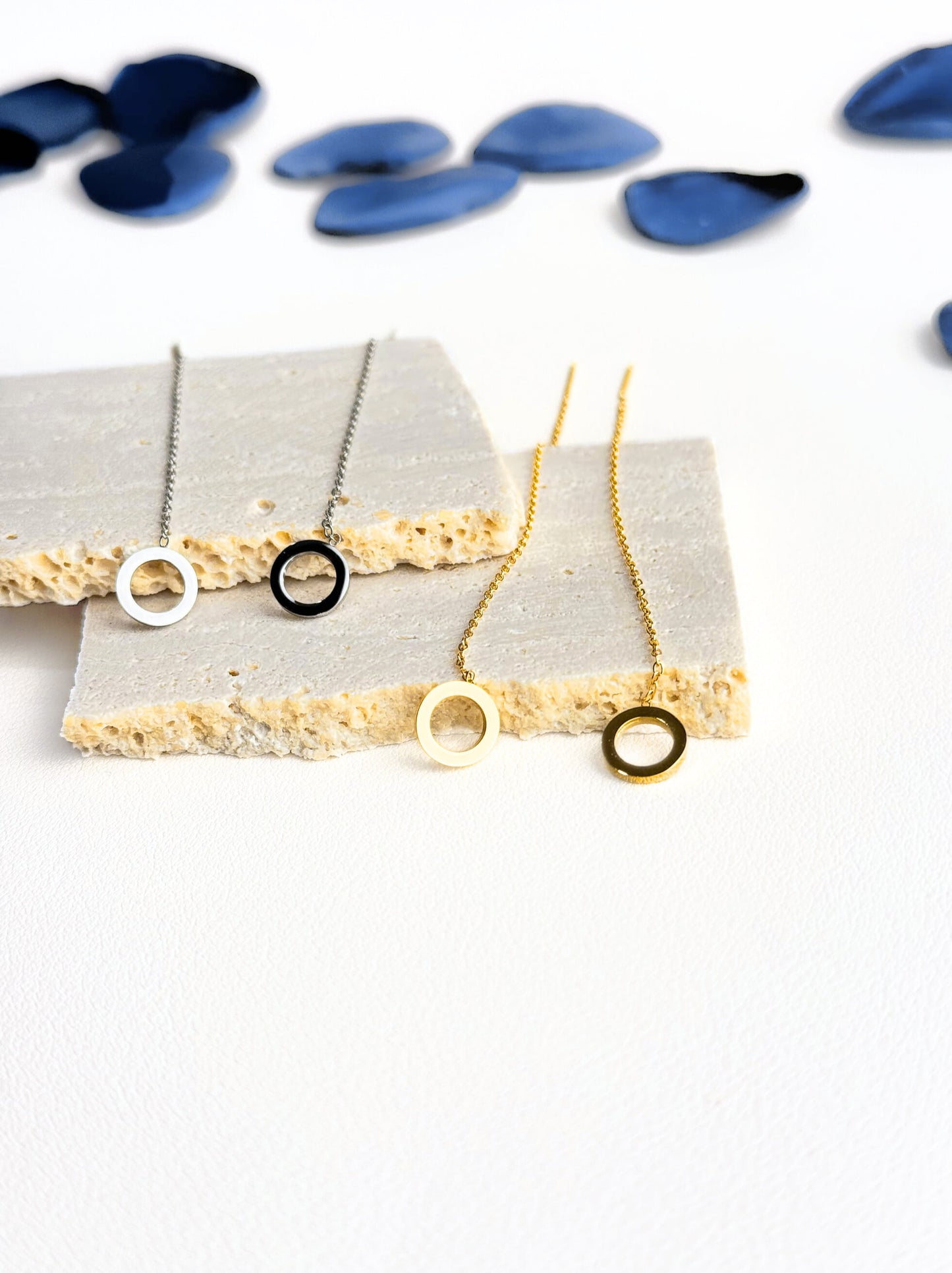 Circle golden steel earrings