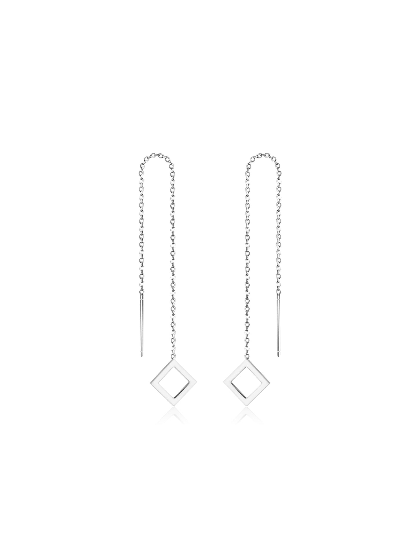 Rhombus silver steel earrings