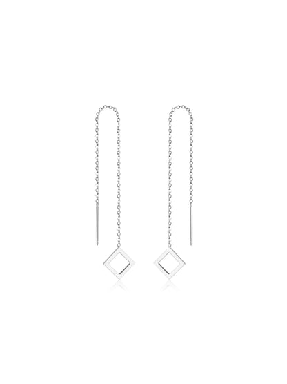 Rhombus silver steel earrings