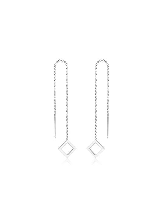 Rhombus silver steel earrings