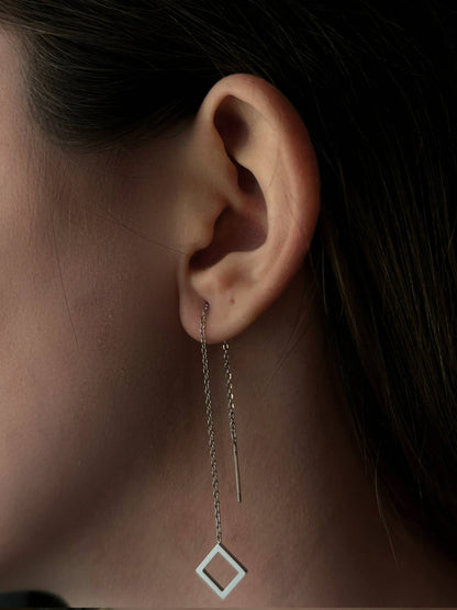 Boucles d'oreilles losange en acier argenté