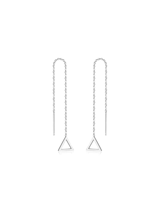 Triangle silver steel earrings