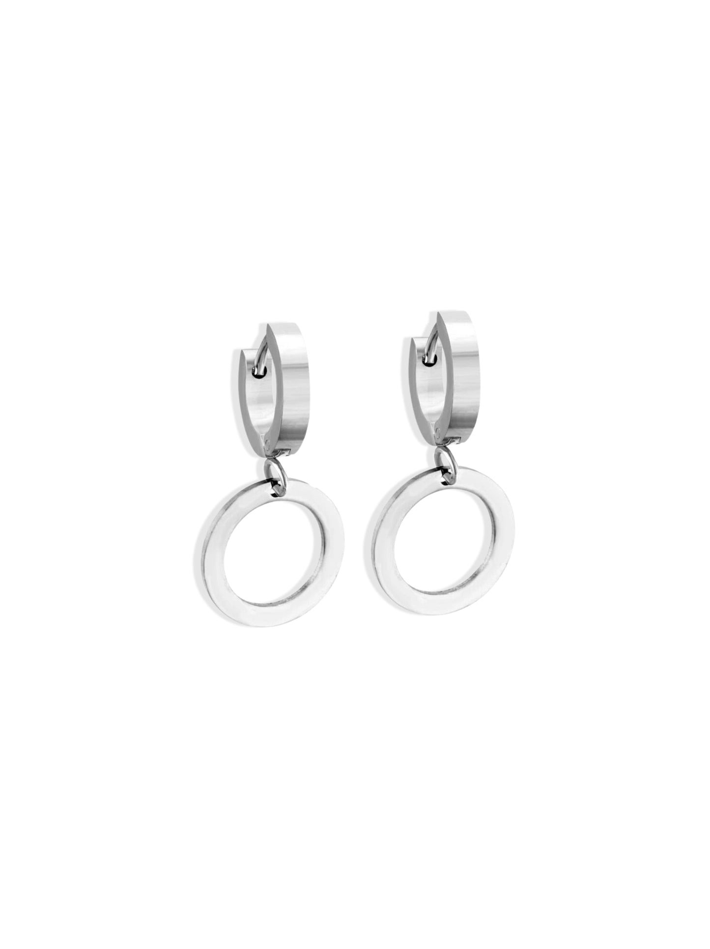 Circle silver steel hoops