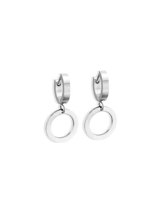 Circle silver steel hoops