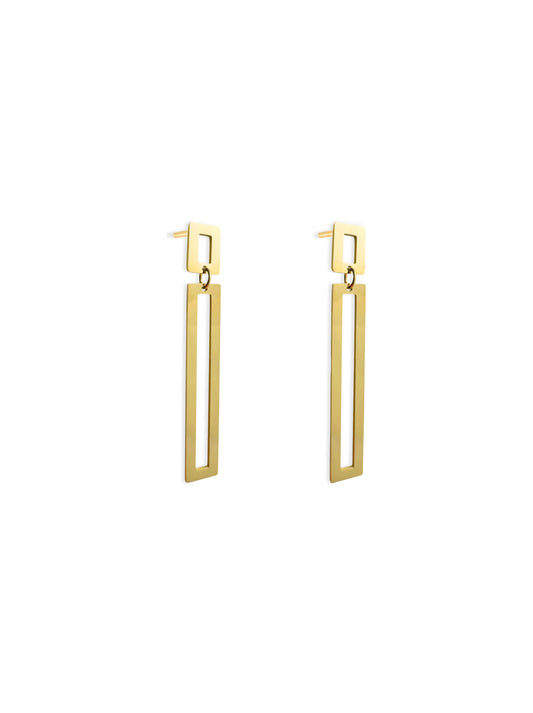 Long golden steel earrings