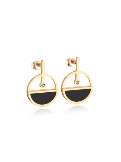 Black gold steel earrings