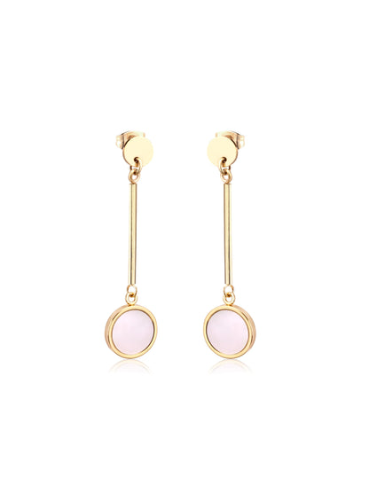 Pearl circle gold steel earrings