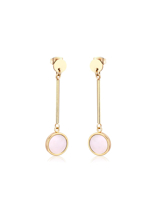 Pearl circle gold steel earrings