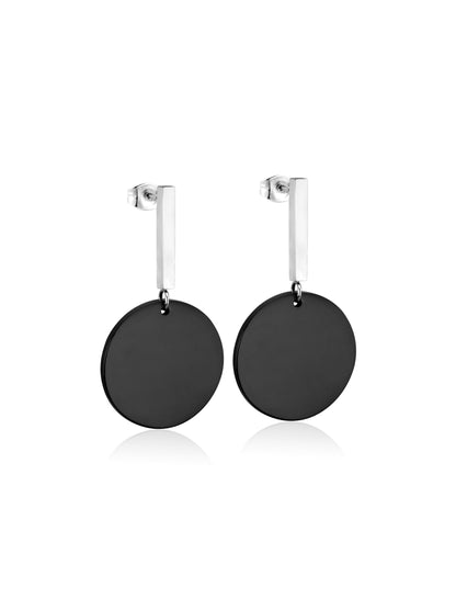 Silver and black steel earrings