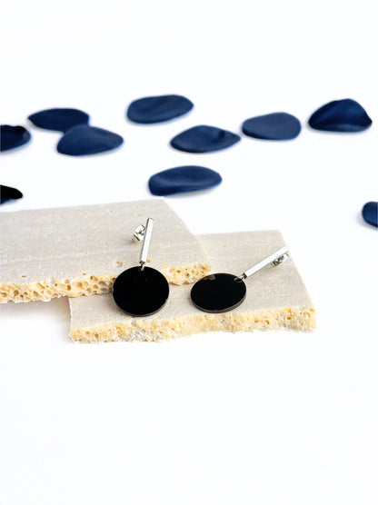 Silver and black steel earrings