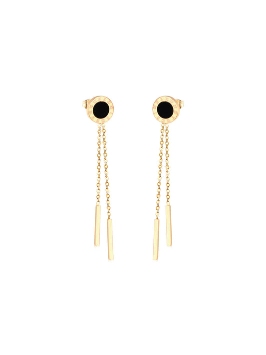 Black gold steel earrings