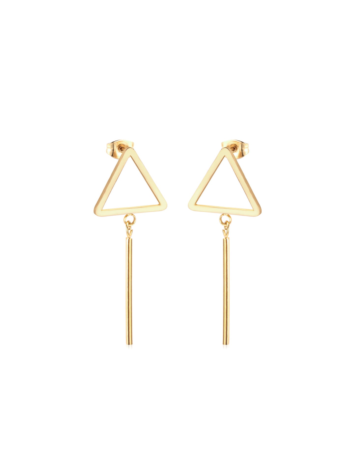 Triangle gold steel earrings