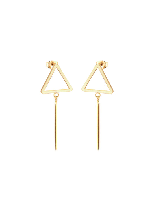 Triangle gold steel earrings