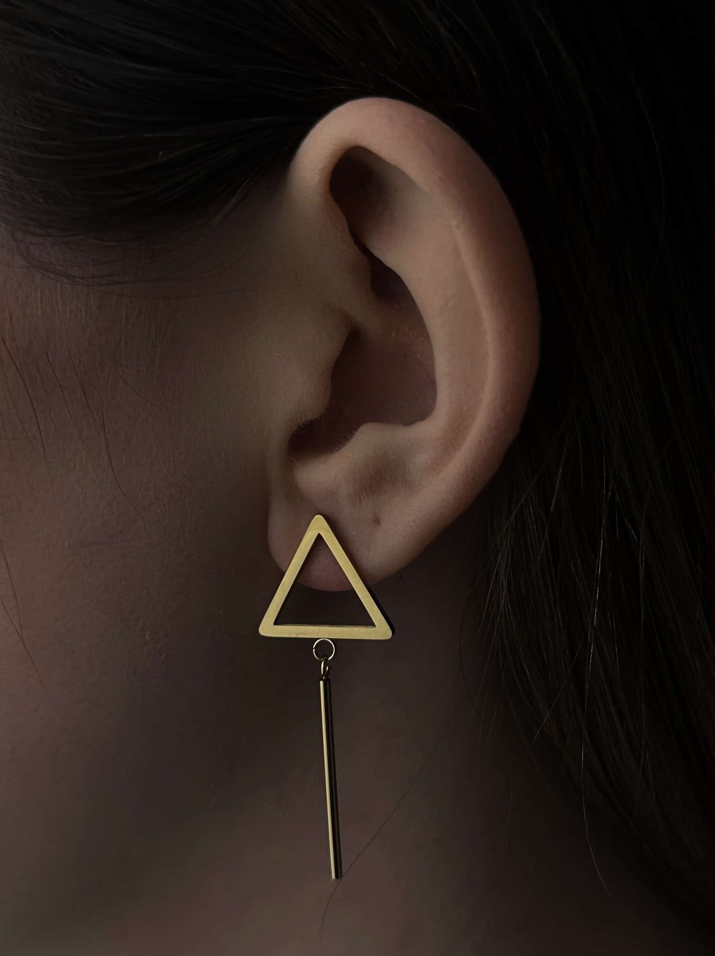 Boucles d'oreilles triangle acier doré