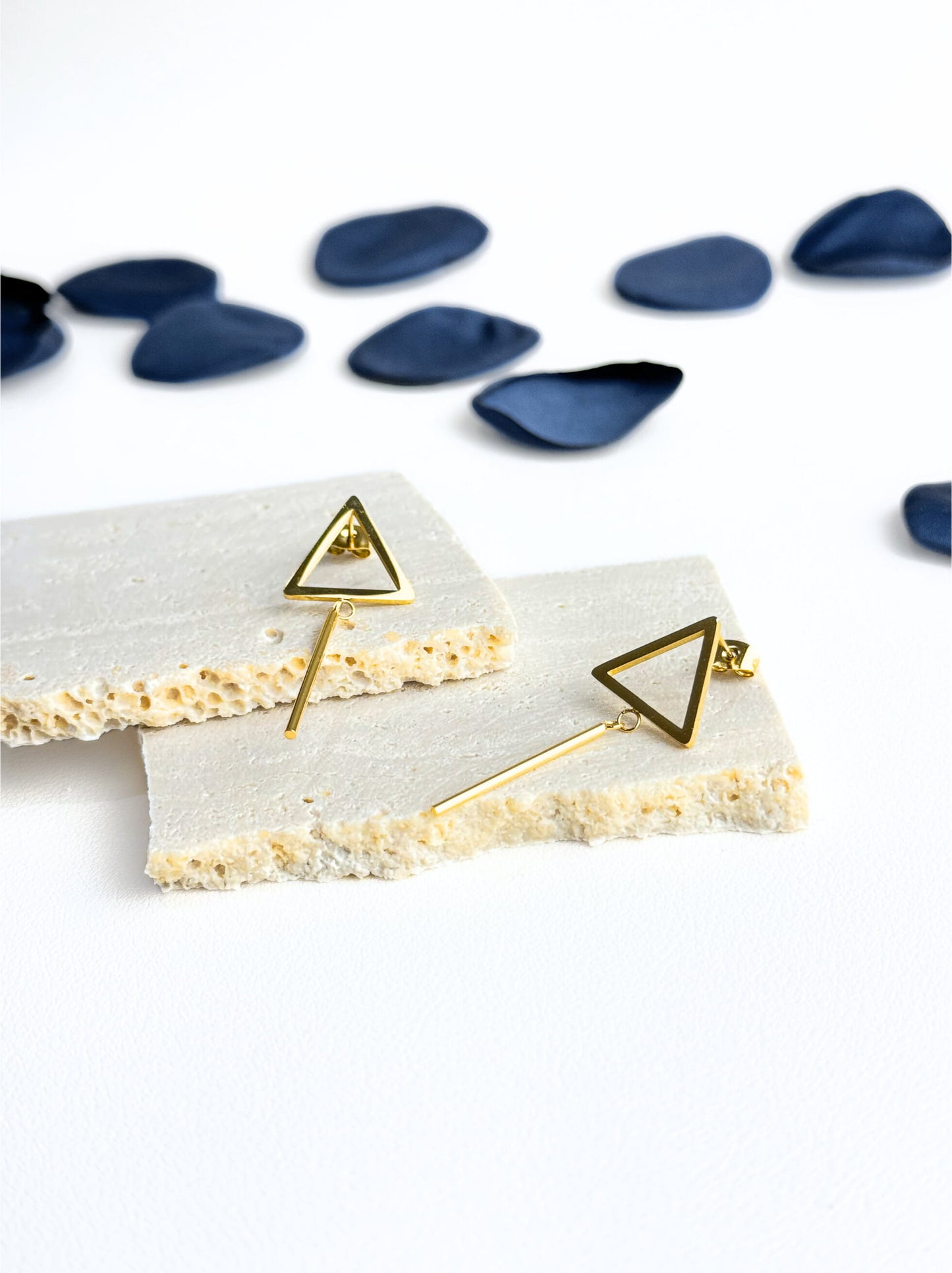 Triangle gold steel earrings