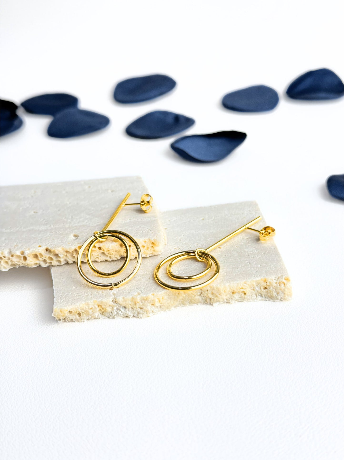 Golden steel earrings