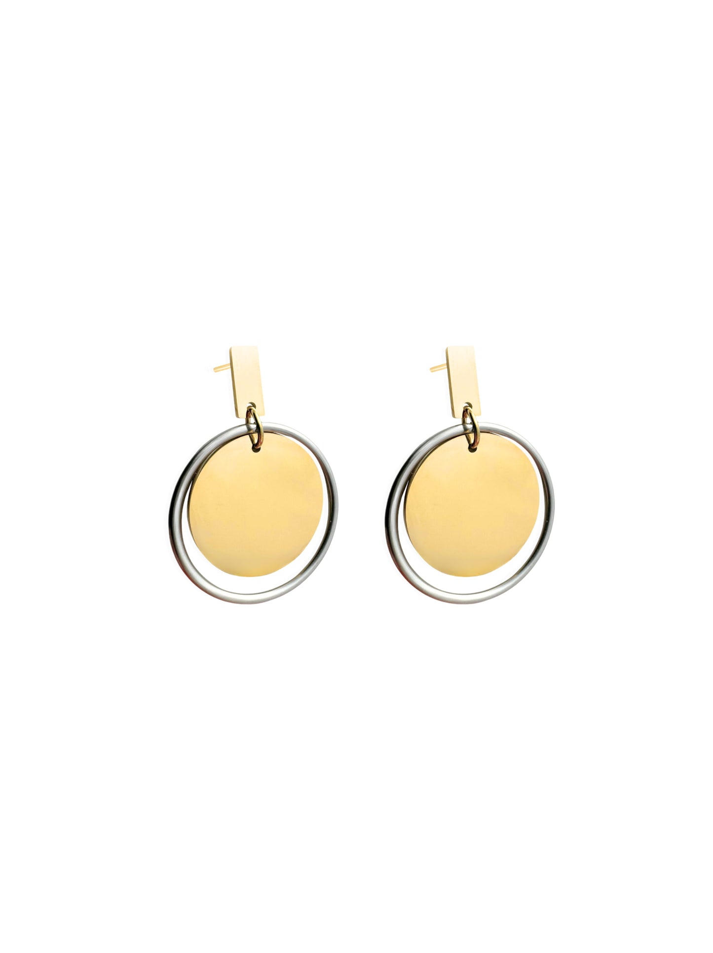 Gold and silver steel earrings